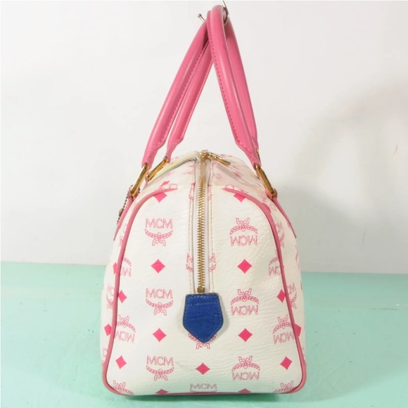 AUTHENTIC MCM Visetos Lion Tote Boston Bag + Dust Bag - Picture 5 of 12